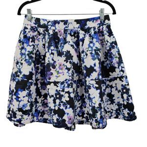 Express Balloon Skirt 10 Blue Floral Aline Full Mini Skater Party Shower